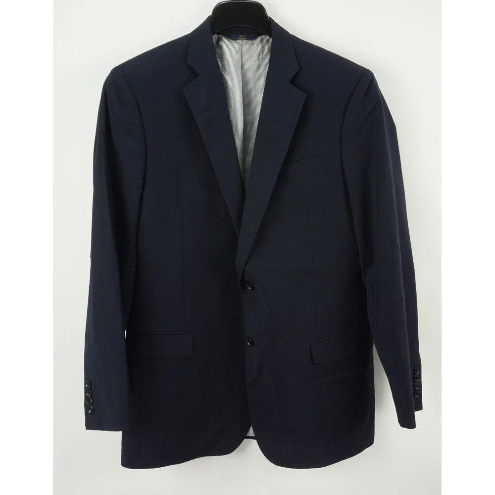 Brooks Brothers Explorer Fitzgerald Mens 41L Navy Blue Performance Jersey Blazer